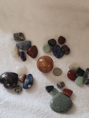 25 Assorted Polished Gemstone And Sphere Lot #6 — Green, Blue, Brown, White